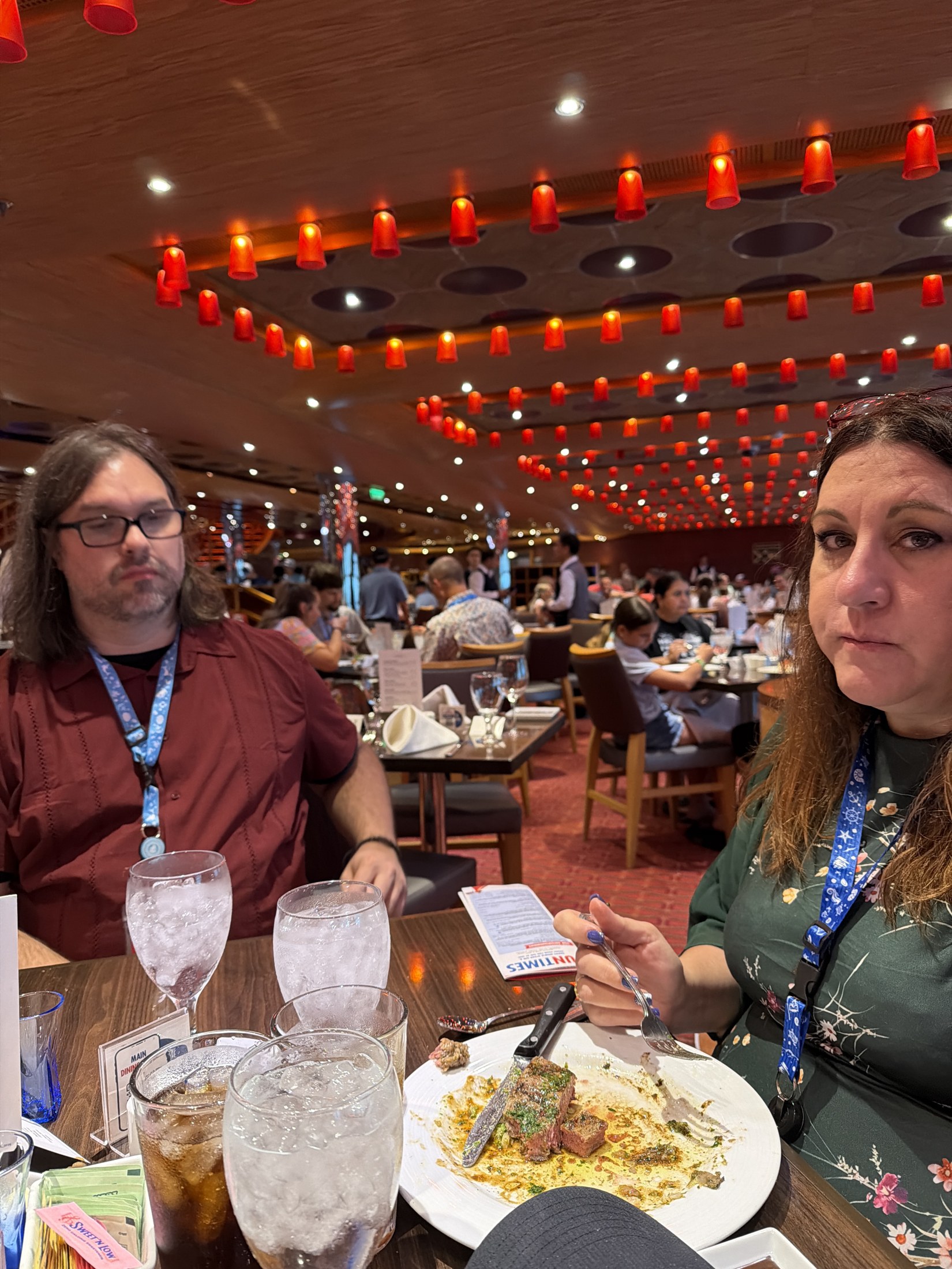 Shelly eating a good steak