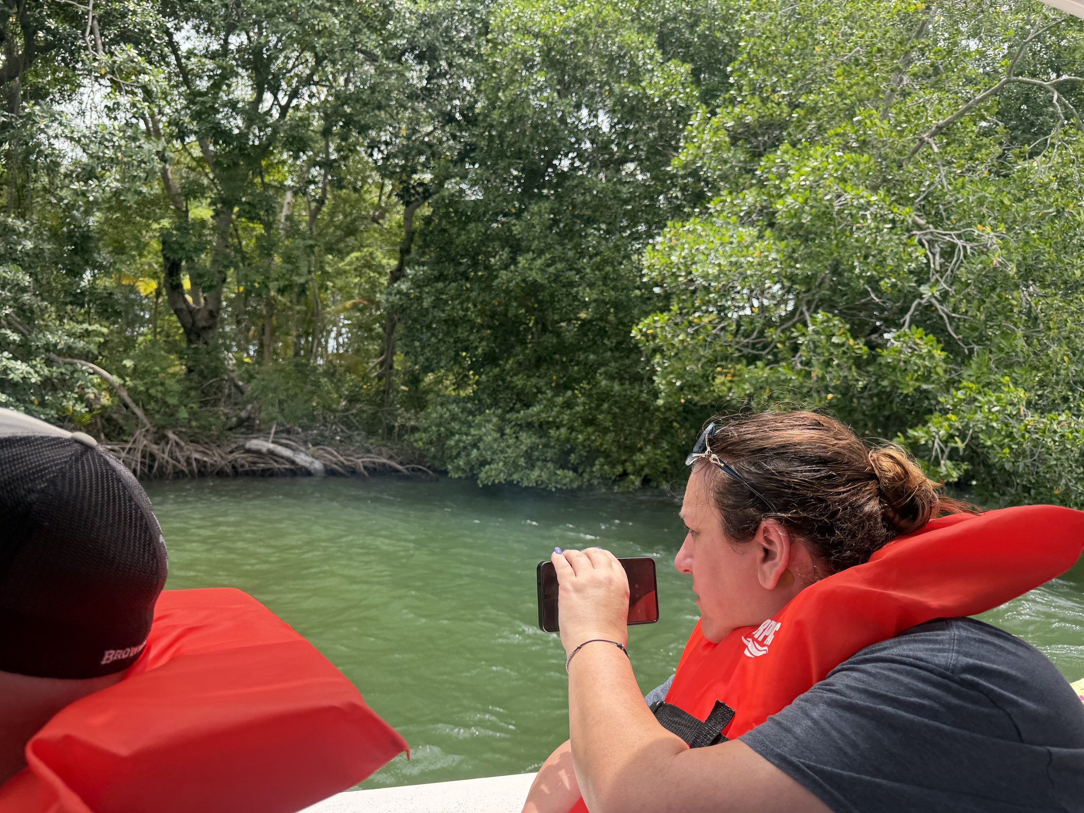 Shelly filming the dolphins